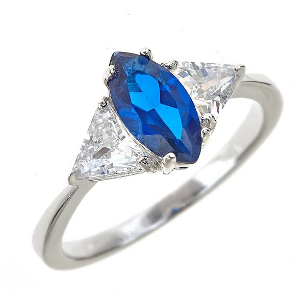 Sterling Silver Sapphire Marquise Cut Ring by Sterling Forever