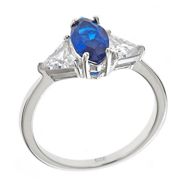 Sterling Silver Sapphire Marquise Cut Ring by Sterling Forever