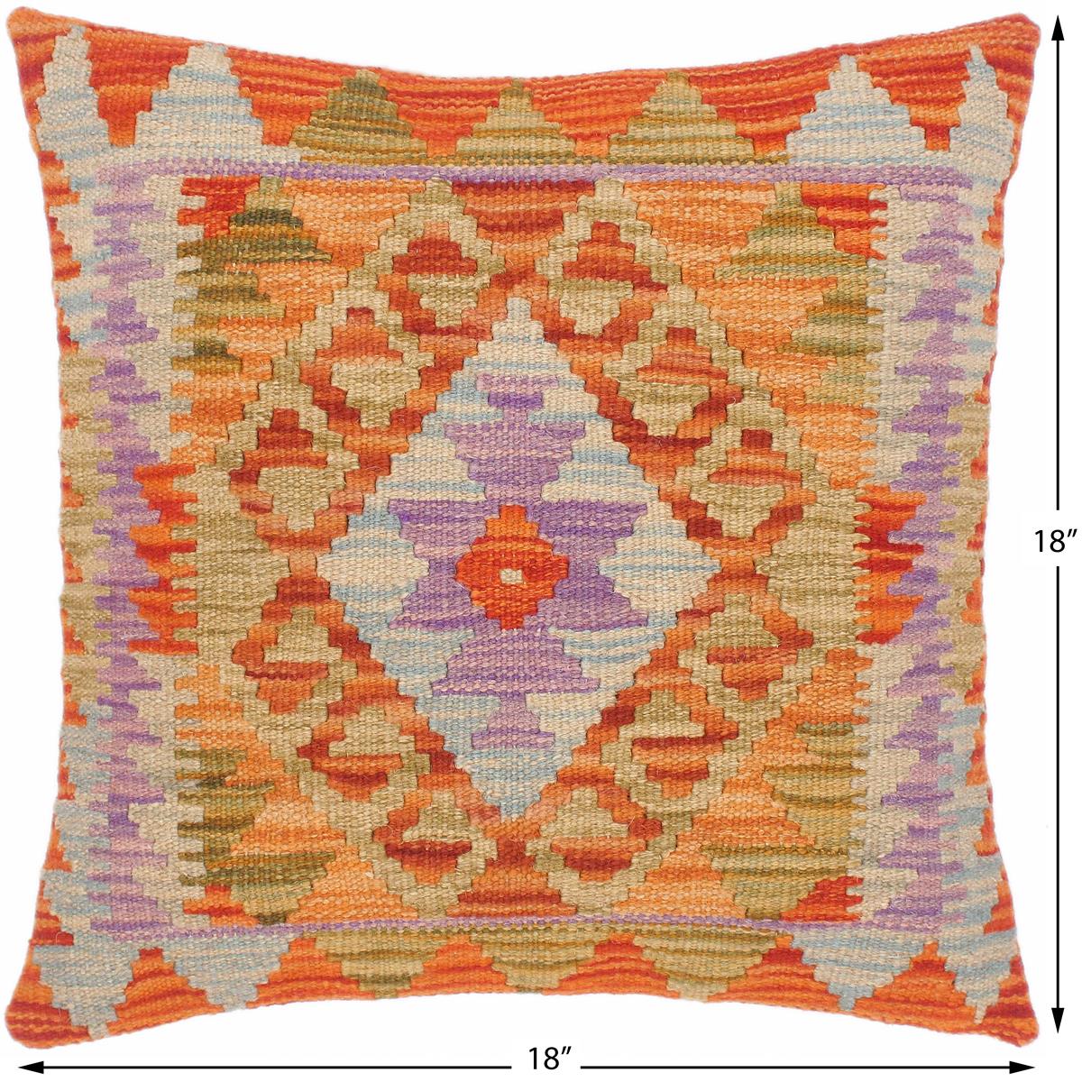 Geometric Turkish Olympia Hand Woven Kilim Throw Pillow by Bareens Designer Rugs