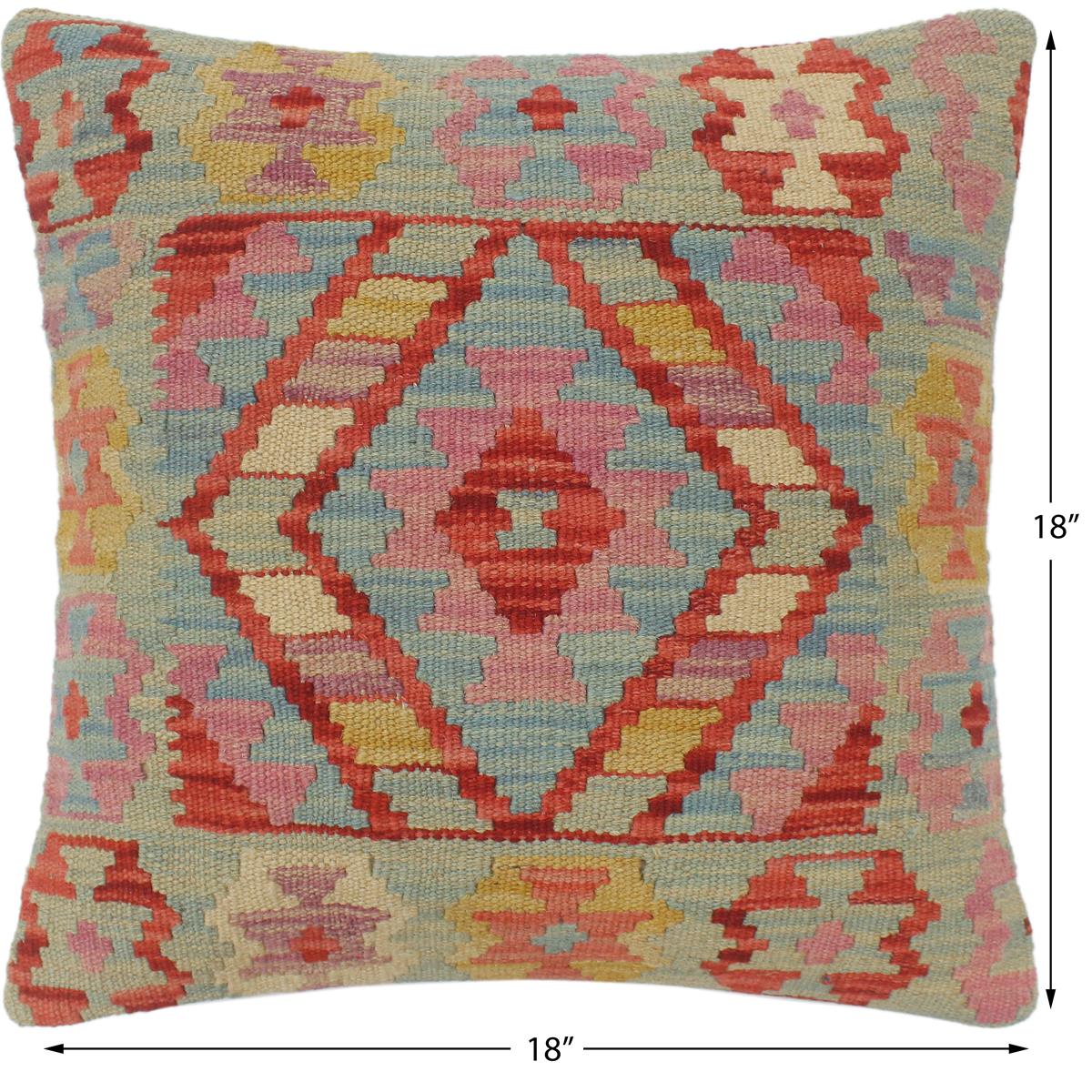 Boho Chic Turkish Cullen Hand Woven Kilim Pillow by Bareens Designer Rugs