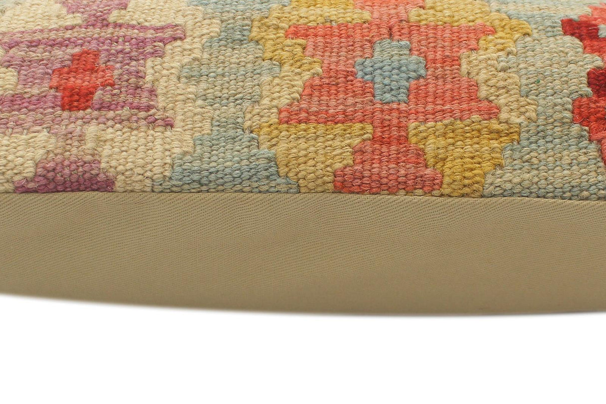 Boho Chic Turkish Cullen Hand Woven Kilim Pillow by Bareens Designer Rugs