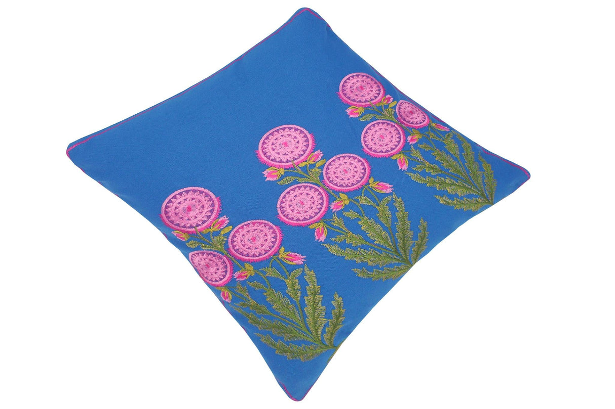 Floral Gearldin Embroidered Cotton Pillow by Bareens Designer Rugs