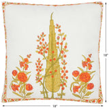 Floral Embroidered Partheni Rose Cotton Pillow by Bareens Designer Rugs