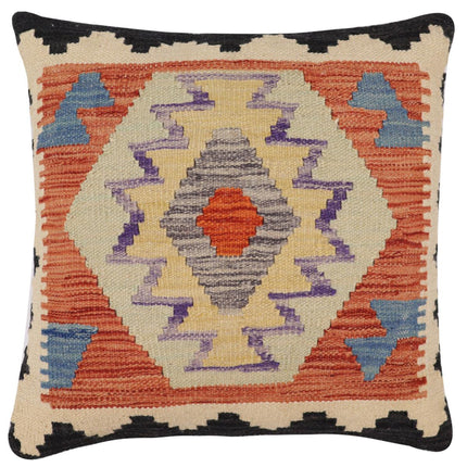 Southwestern Figueroa Turkish Hand-Woven Kilim Pillow - 18'' x 18'' by Bareens Designer Rugs