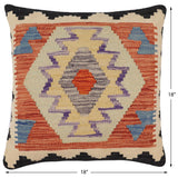 Southwestern Figueroa Turkish Hand-Woven Kilim Pillow - 18'' x 18'' by Bareens Designer Rugs