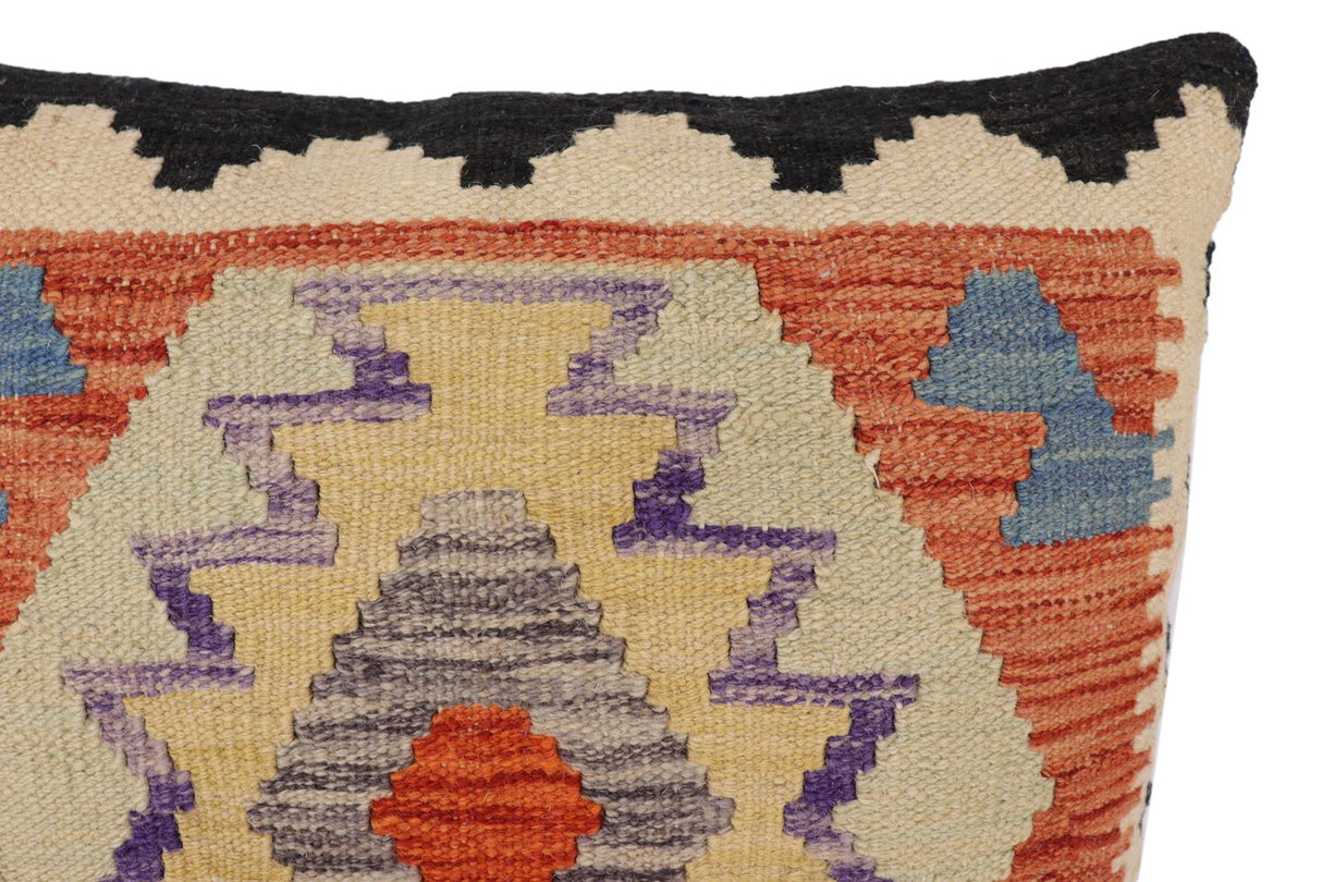 Southwestern Figueroa Turkish Hand-Woven Kilim Pillow - 18'' x 18'' by Bareens Designer Rugs