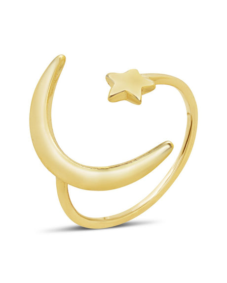 Sterling Silver Crescent Moon Open Ring by Sterling Forever