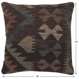 Tribal Bartlett Turkish Hand-Woven Kilim Pillow - 18'' x 18'' by Bareens Designer Rugs