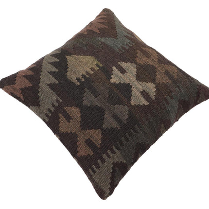 Tribal Bartlett Turkish Hand-Woven Kilim Pillow - 18'' x 18'' by Bareens Designer Rugs