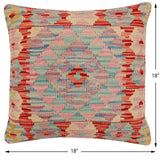 Southwestern Wesley Turkish Hand-Woven Kilim Pillow - 18'' x 18'' by Bareens Designer Rugs