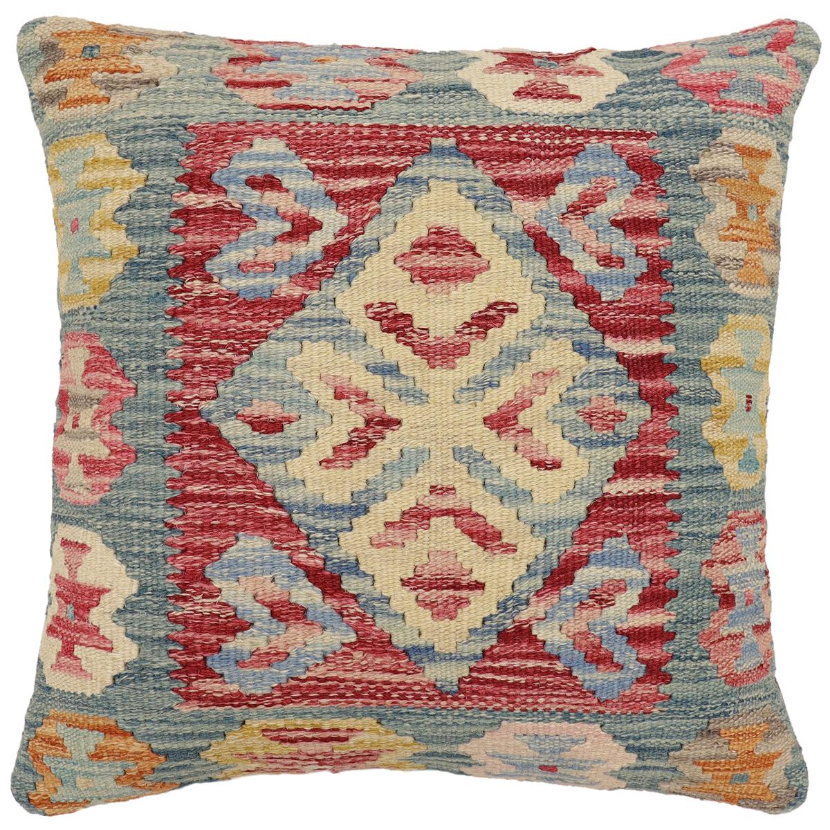 Boho Chic Kristy Turkish Hand-Woven Kilim Pillow - 18 x 19 by Bareens Designer Rugs