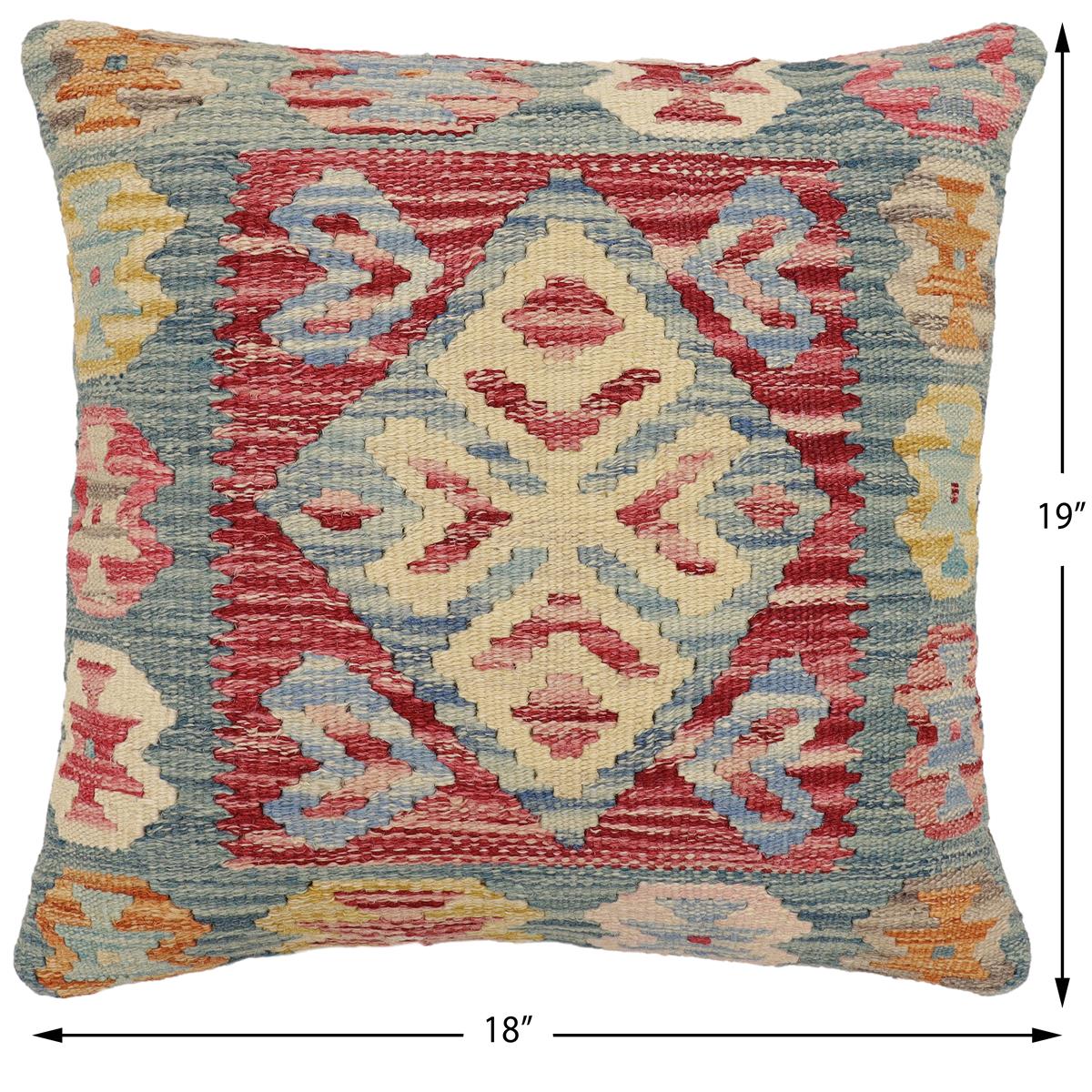 Boho Chic Kristy Turkish Hand-Woven Kilim Pillow - 18 x 19 by Bareens Designer Rugs