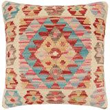 Rustic Lennie Turkish Hand-Woven Kilim Pillow - 17" x 18" by Bareens Designer Rugs