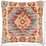 Rustic Lennie Turkish Hand-Woven Kilim Pillow - 17" x 18" by Bareens Designer Rugs