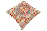 Rustic Lennie Turkish Hand-Woven Kilim Pillow - 17" x 18" by Bareens Designer Rugs