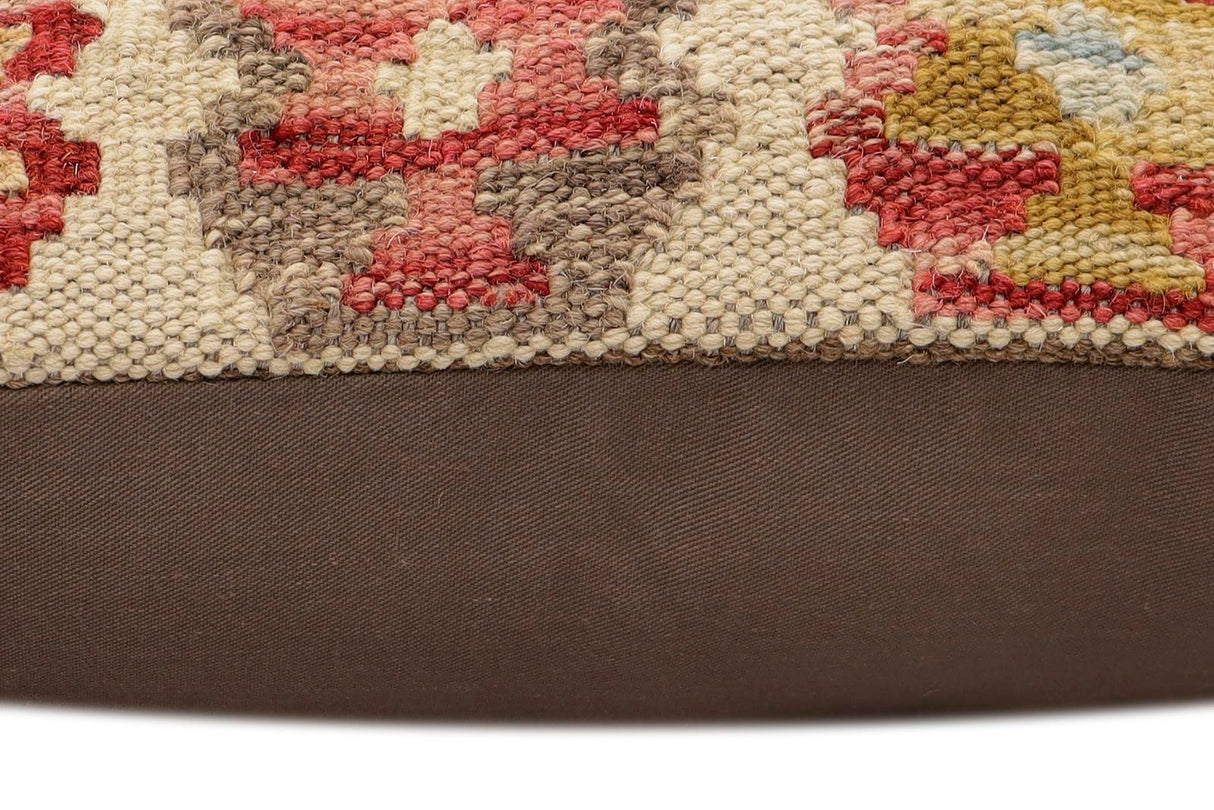 Rustic Lennie Turkish Hand-Woven Kilim Pillow - 17" x 18" by Bareens Designer Rugs