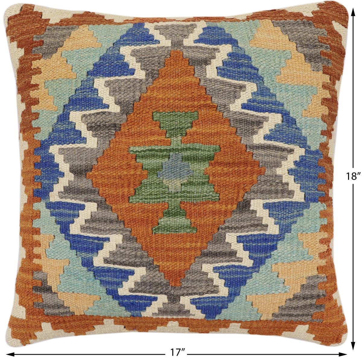 Southwestern Mckinnon Turkish Hand-Woven Kilim Pillow - 17" x 18" by Bareens Designer Rugs