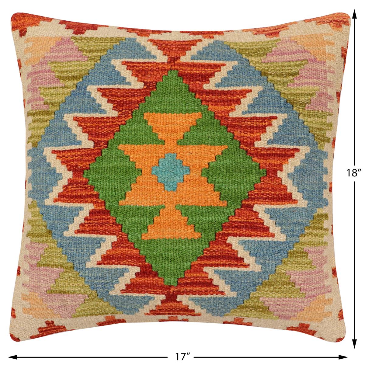 Southwestern Milner Turkish Hand-Woven Kilim Pillow - 17" x 18" by Bareens Designer Rugs