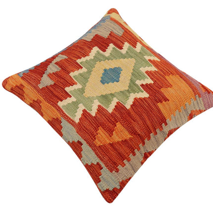 Boho Chic Hong Turkish Hand-Woven Kilim Pillow - 19 x 20 by Bareens Designer Rugs