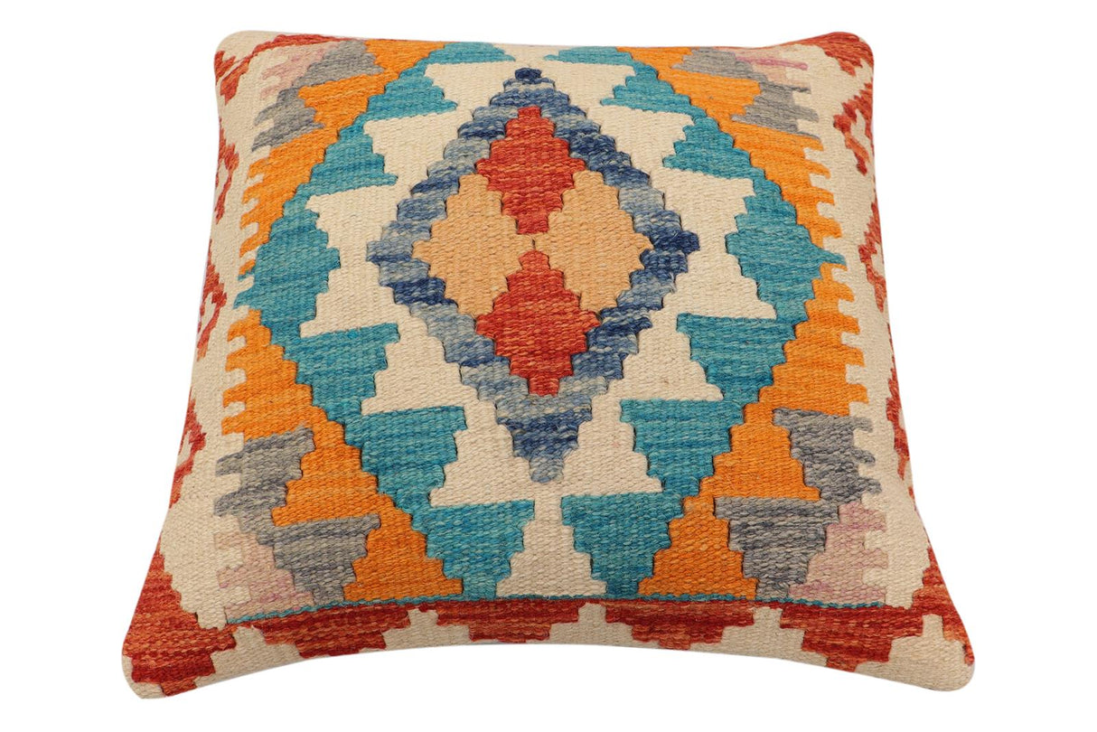 Tribal Paull Turkish Hand-Woven Kilim Pillow - 18'' x 18'' by Bareens Designer Rugs