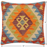 Southwestern Kosmo Turkish Hand-Woven Kilim Pillow - 18'' x 18'' by Bareens Designer Rugs