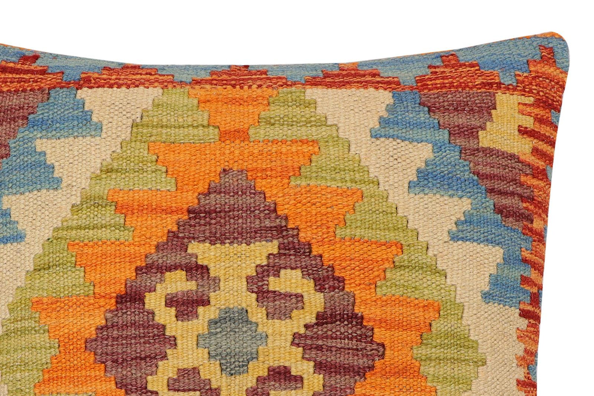 Southwestern Kosmo Turkish Hand-Woven Kilim Pillow - 18'' x 18'' by Bareens Designer Rugs