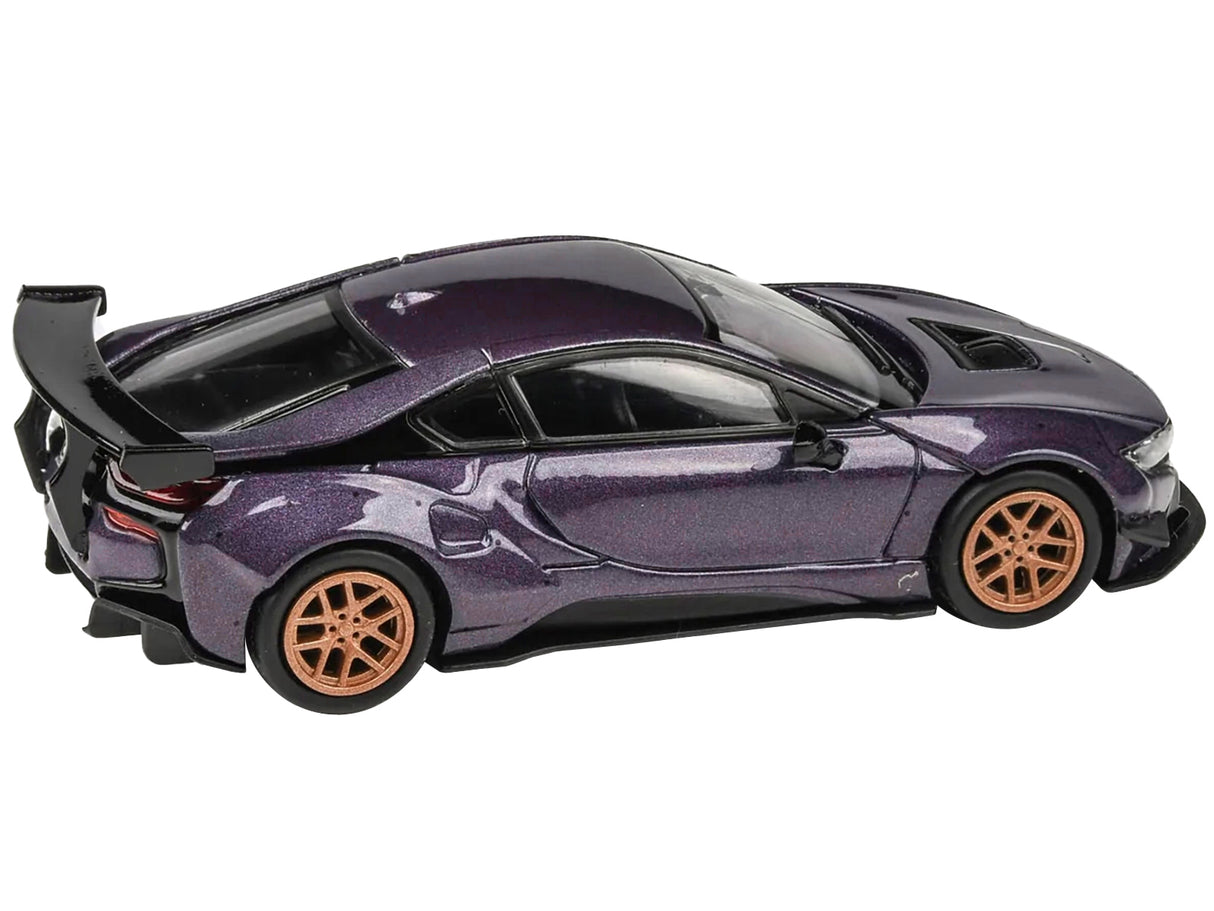 BMW i8 Liberty Walk Twilight Purple Metallic with Gold Wheels 1/64 Diecast Model Car by Paragon Models