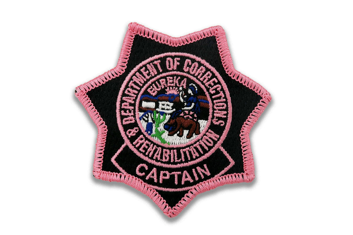 Captain <br> CDCR Pink Ribbon <br> Star Badge Patch by Custom Pins & Buckles