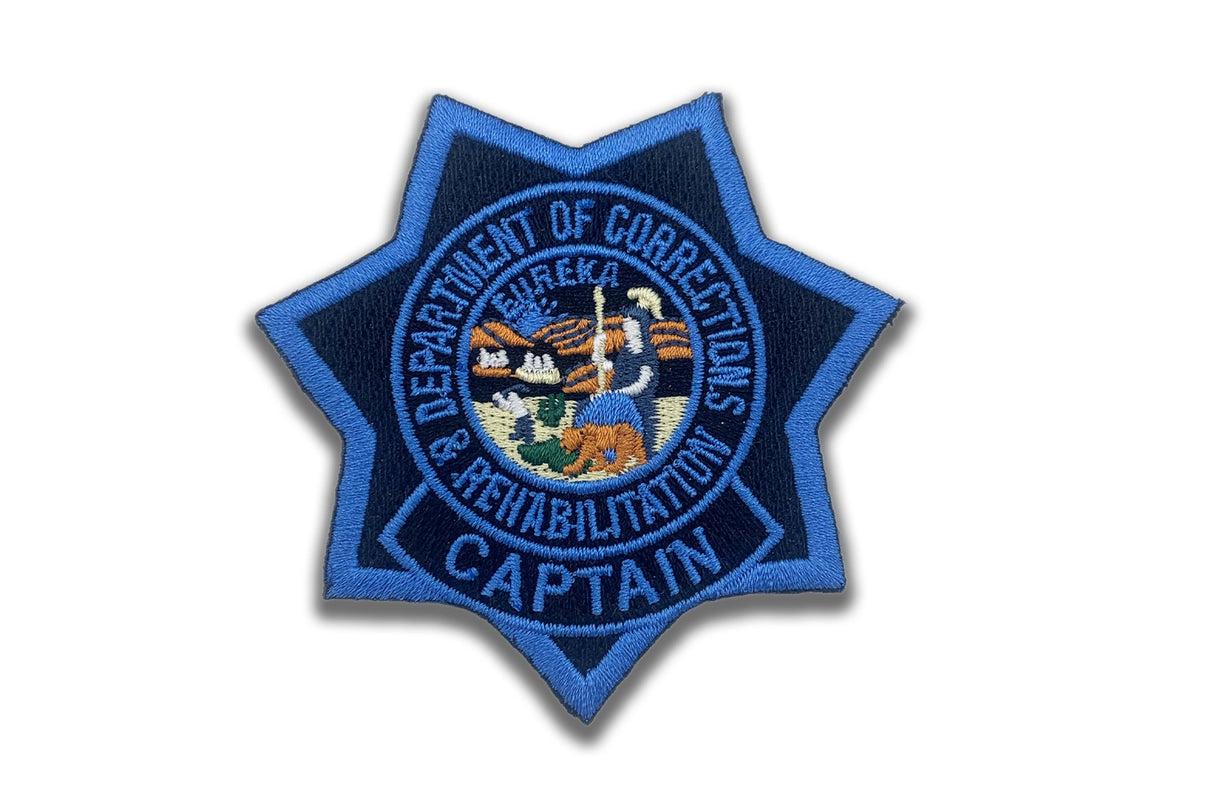 CAPTAIN <br> CDCR Blue Ribbon <br> Star Badge Patch by Custom Pins & Buckles