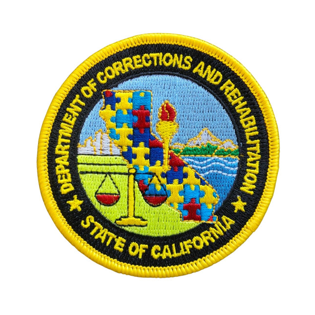 Non-Custody <br> CDCR Autism Awareness Patch <br> Velcro Back by Custom Pins & Buckles