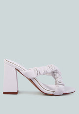 page 3 scrunchie strap block sandals by London Rag