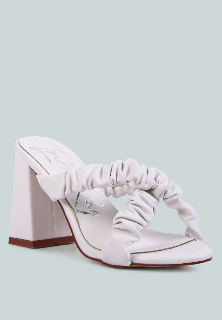 page 3 scrunchie strap block sandals by London Rag