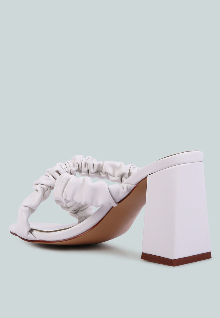 page 3 scrunchie strap block sandals by London Rag