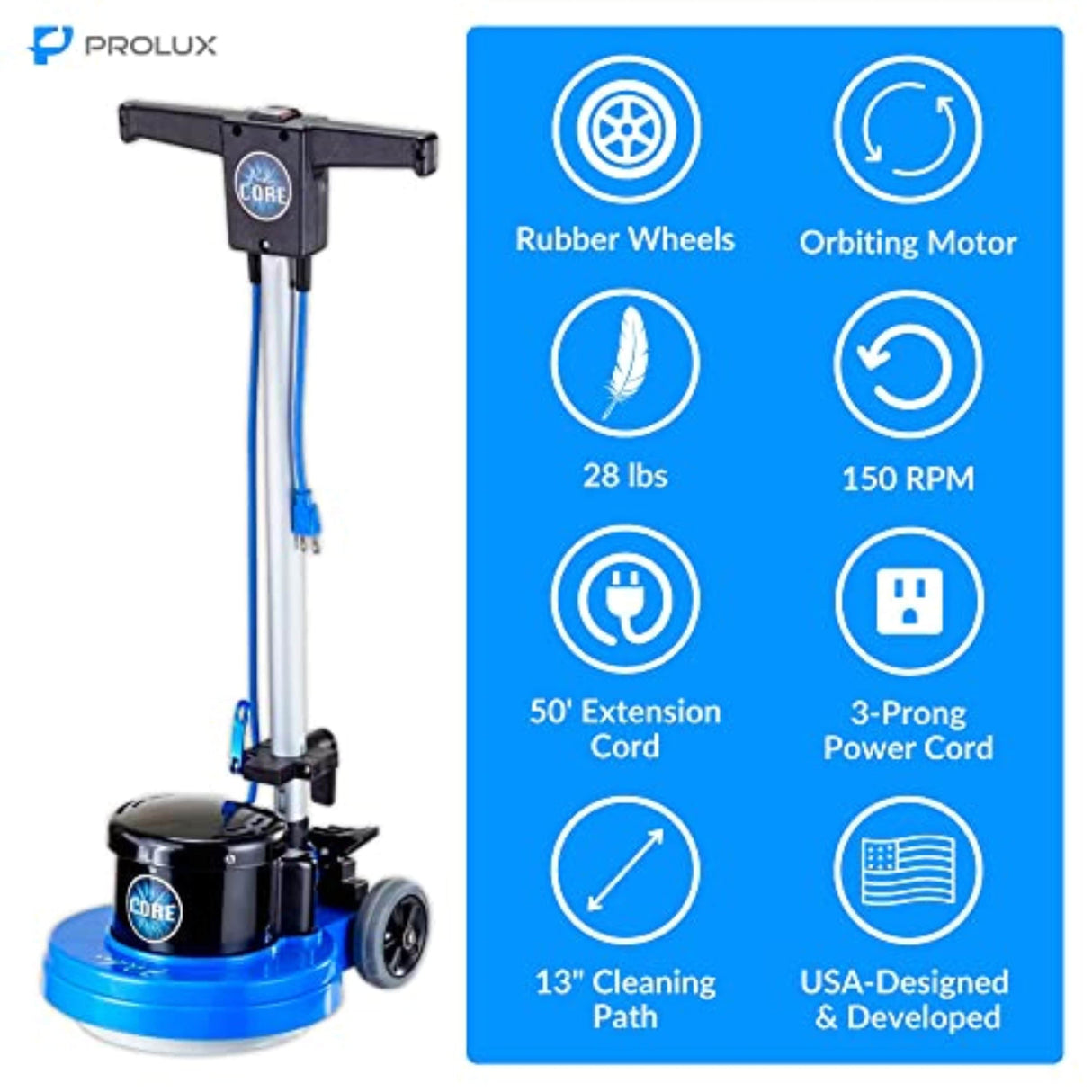 Prolux Core 13" Heavy Duty Single Pad Commercial Polisher Floor Buffer Machine Scrubber by Prolux Cleaners