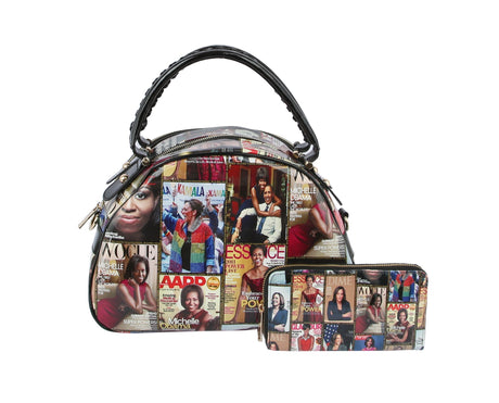 Glossy Magazine Dome Satchel Purse Bag by hfstylish