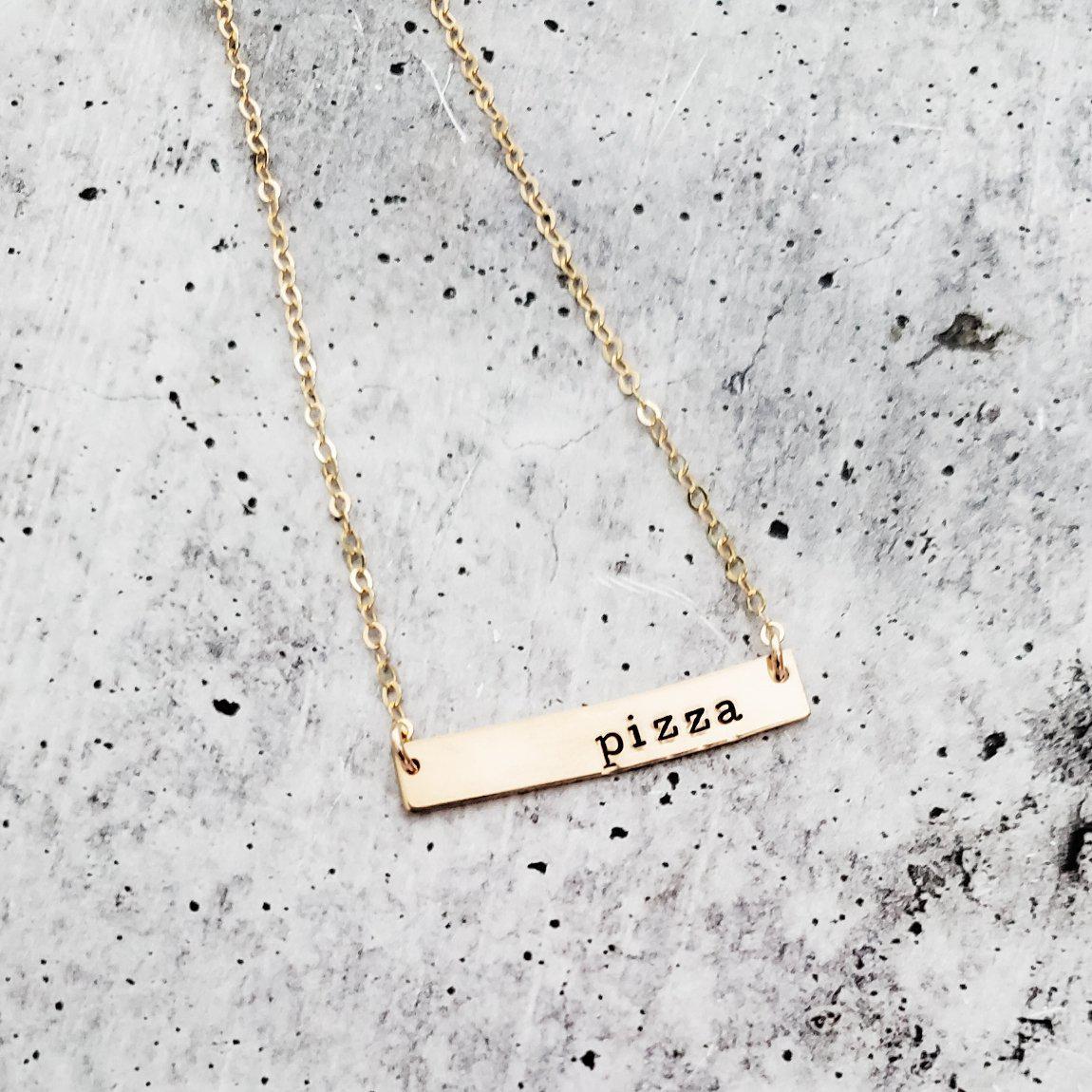 PIZZA Classic Bar Necklace by Salt and Sparkle