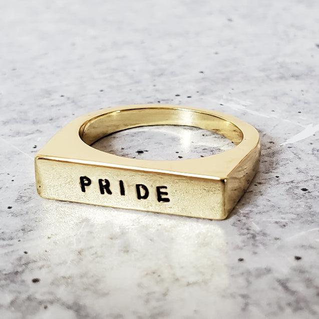 PRIDE LGBTQIA+ Flat Top Ring by Salt and Sparkle