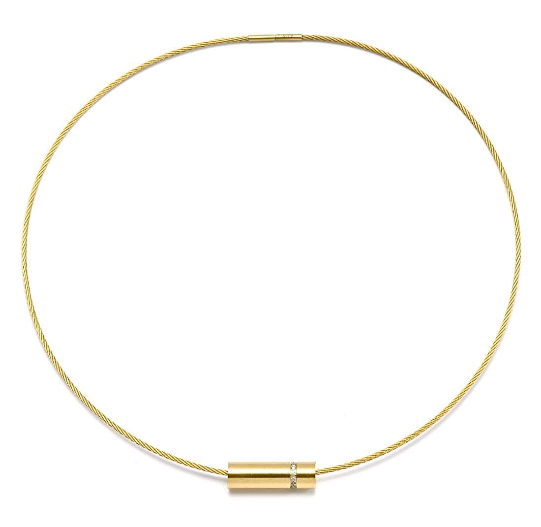 PT080G B.Tiff Gold Pavé Rouleau Pendant by B.Tiff New York