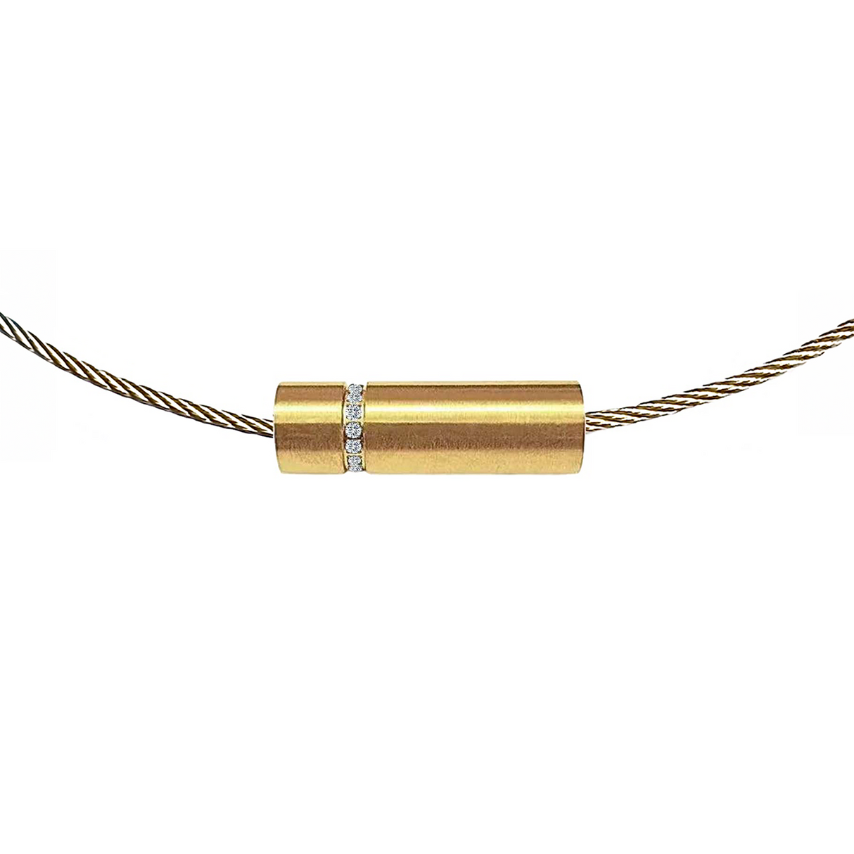 PT080G B.Tiff Gold Pavé Rouleau Pendant by B.Tiff New York