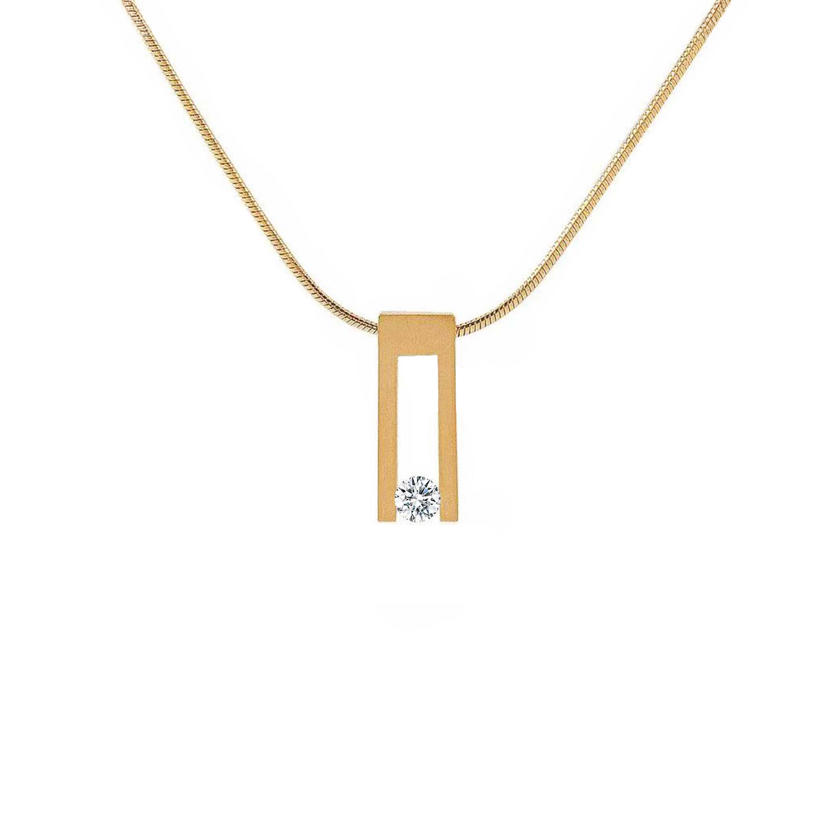 PT089G B.Tiff Gold Hollow Bar Pendant by B.Tiff New York