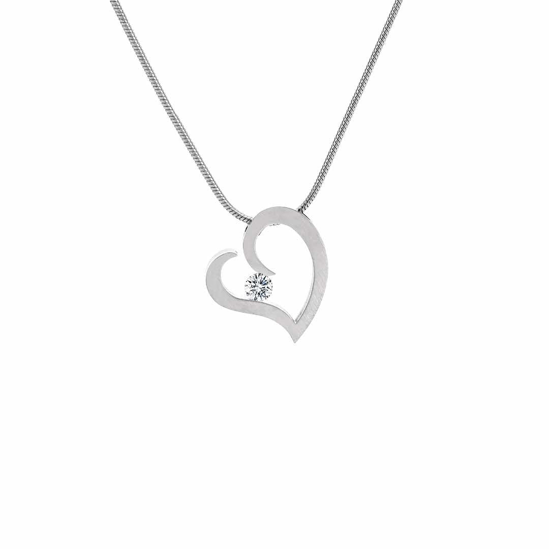 PT091W B.Tiff Steel Heart Pendant by B.Tiff New York