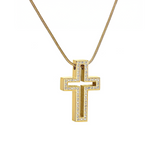 PT098G B.Tiff Gold Lumière Cross Pendant by B.Tiff New York