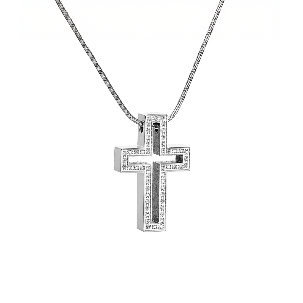 PT098W B.Tiff Lumière Cross Pendant by B.Tiff New York