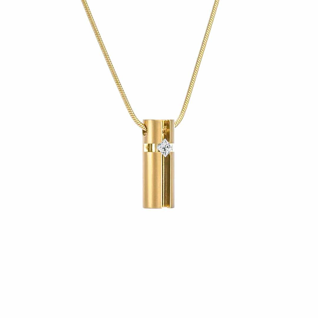 PT099G B.Tiff Gold .02ct 3D Cross Croixlumière Pendant Necklace by B.Tiff New York