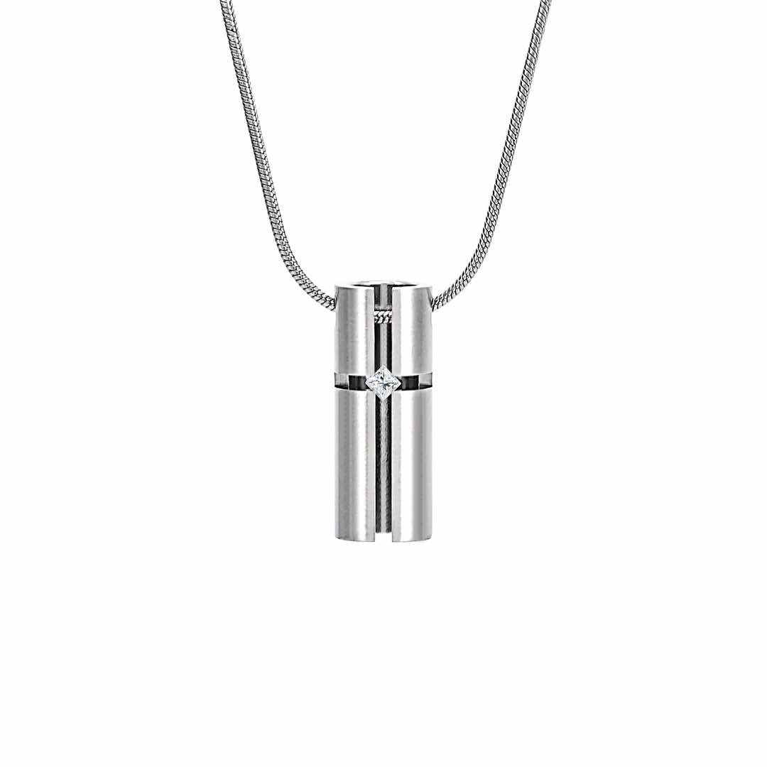 PT099W B.Tiff .02ct 3D Cross Croixlumière Pendant Necklace by B.Tiff New York