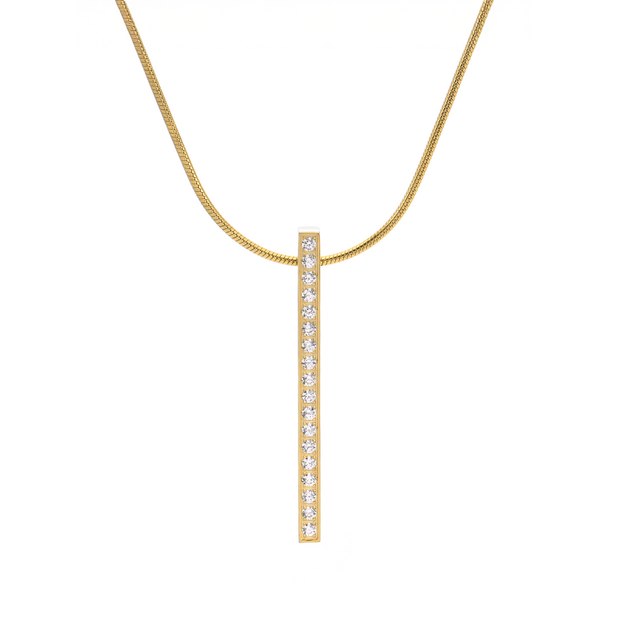 PT107G B.Tiff Gold 18-Stone Bar Pendant by B.Tiff New York