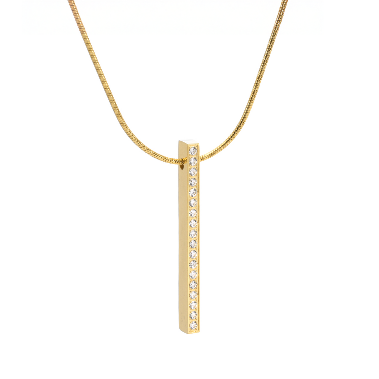 PT107G B.Tiff Gold 18-Stone Bar Pendant by B.Tiff New York