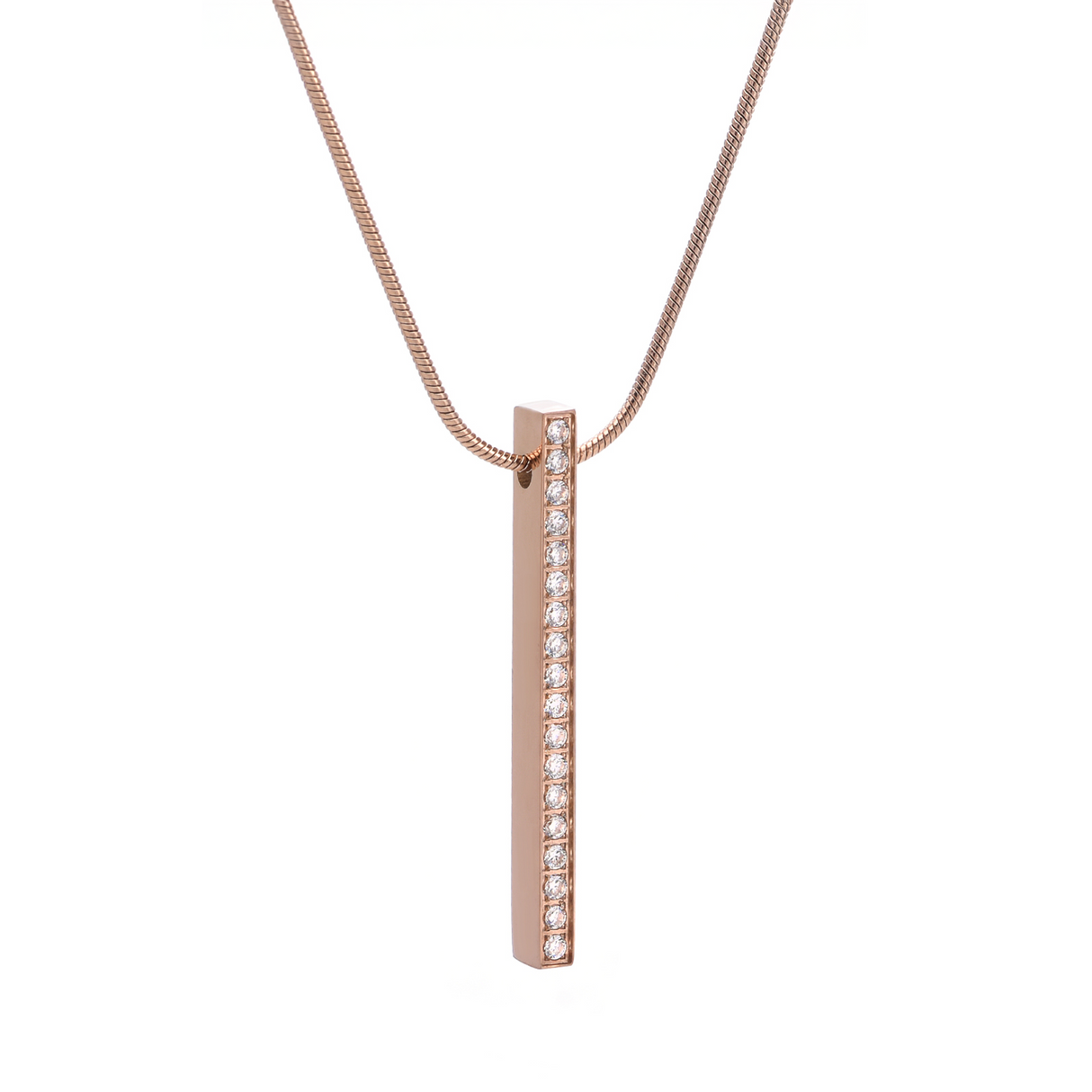 PT107RG B.Tiff Rose Gold 18-Stone Bar Pendant by B.Tiff New York