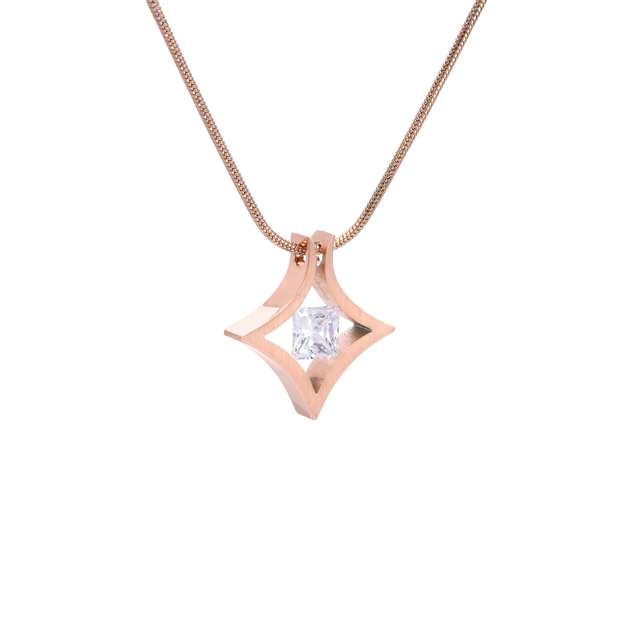 PT124RG B.Tiff Rose Gold Natal 1 ct Princess Cut Pendant by B.Tiff New York