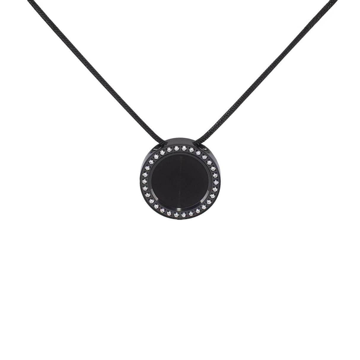 PT207B B.Tiff Black Pavé 30-Stone Halo Pendant by B.Tiff New York